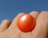 Irène cocktail ring - statement eye catching melon moonglow beautiful domed ring - eco friendly upcycled repurposed vintage earring