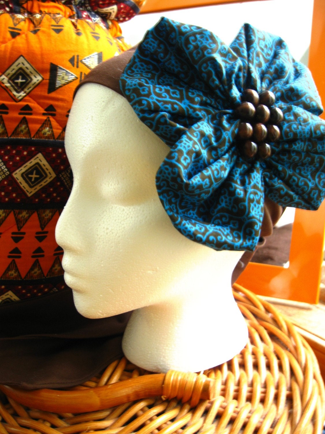 Boho Babe Brown and Blue Scarf Headband
