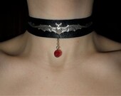 Vamprie Will Never Hurt You -Bat me gothic choker - blood bead falling