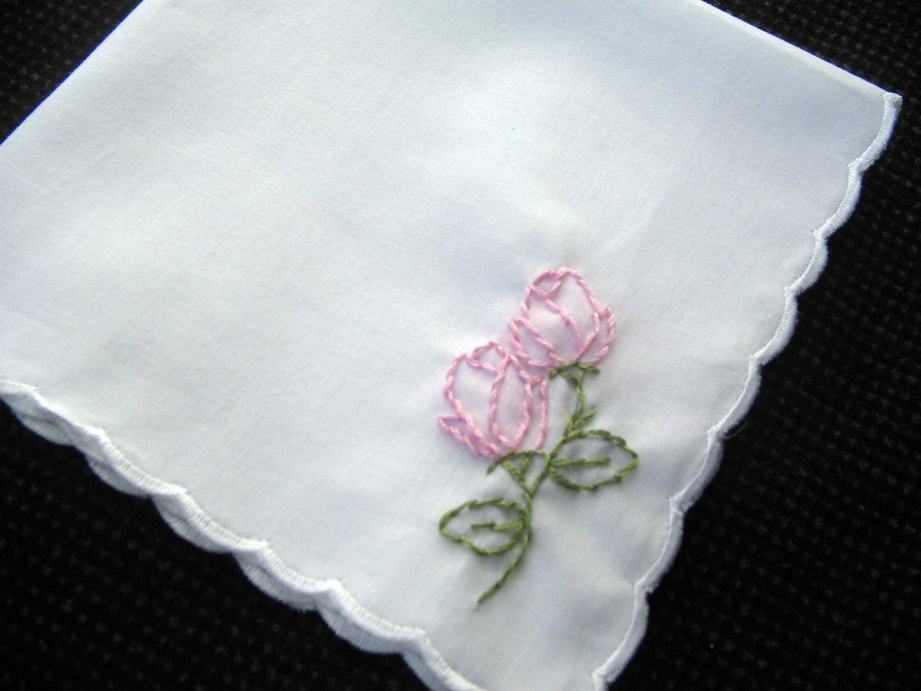 white embroidered handkerchief