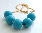 Vintage Turquoise Beaded Necklace - Upcycled - Pop Of Color