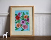 Floral Art Print - Roses - A4