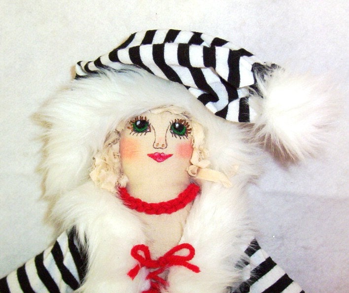 Cloth Art Doll, OOAK, Hand Embroidered, Whimsical, Fantasy, Marsha Mallow Doll
