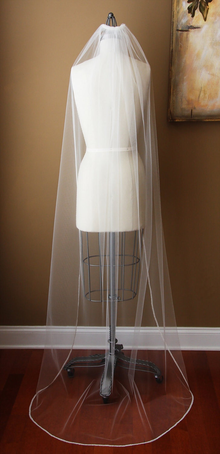 SALE 33% Off - Chapel Length Veil, Upcycled Ivory Antique Lace - The Paige Veil