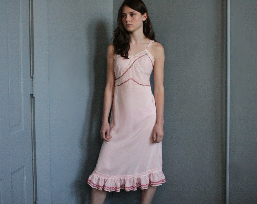 Vintage 50s Slip Dress Upcycled Altered Couture OOAK Bust 34