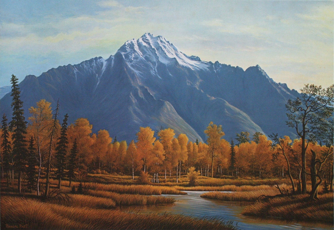 Fall Leaves Fine Art Print of an Original Painting by Randal W. Rust - Mountain Landscape