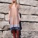 Soft Silk & Cashmere Boho Gypsy Kaftan Dress with Fringe Golden Natural One Size Fits All