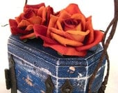 Hand Sculpted Treasure Box, by Award - Winning Fae Factory Steampunk Chic, Eco Artist, Dr Franky Dolan (trinket, keepsake, jewelry, wedding)