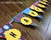 Superhero Collection: Large Happy Birthday Pennant Banner. Hand stamped. Comic Font. Custom, Personalized w/age and name. Avengers Birthday. Il_170x135