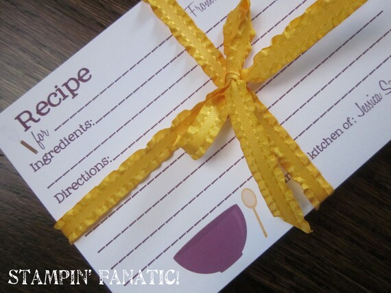 Set of 25 Personalized Recipe Cards-Custom colors & Name included. Perfect for Bridal Showers, Housewarming Gift Il_570xn