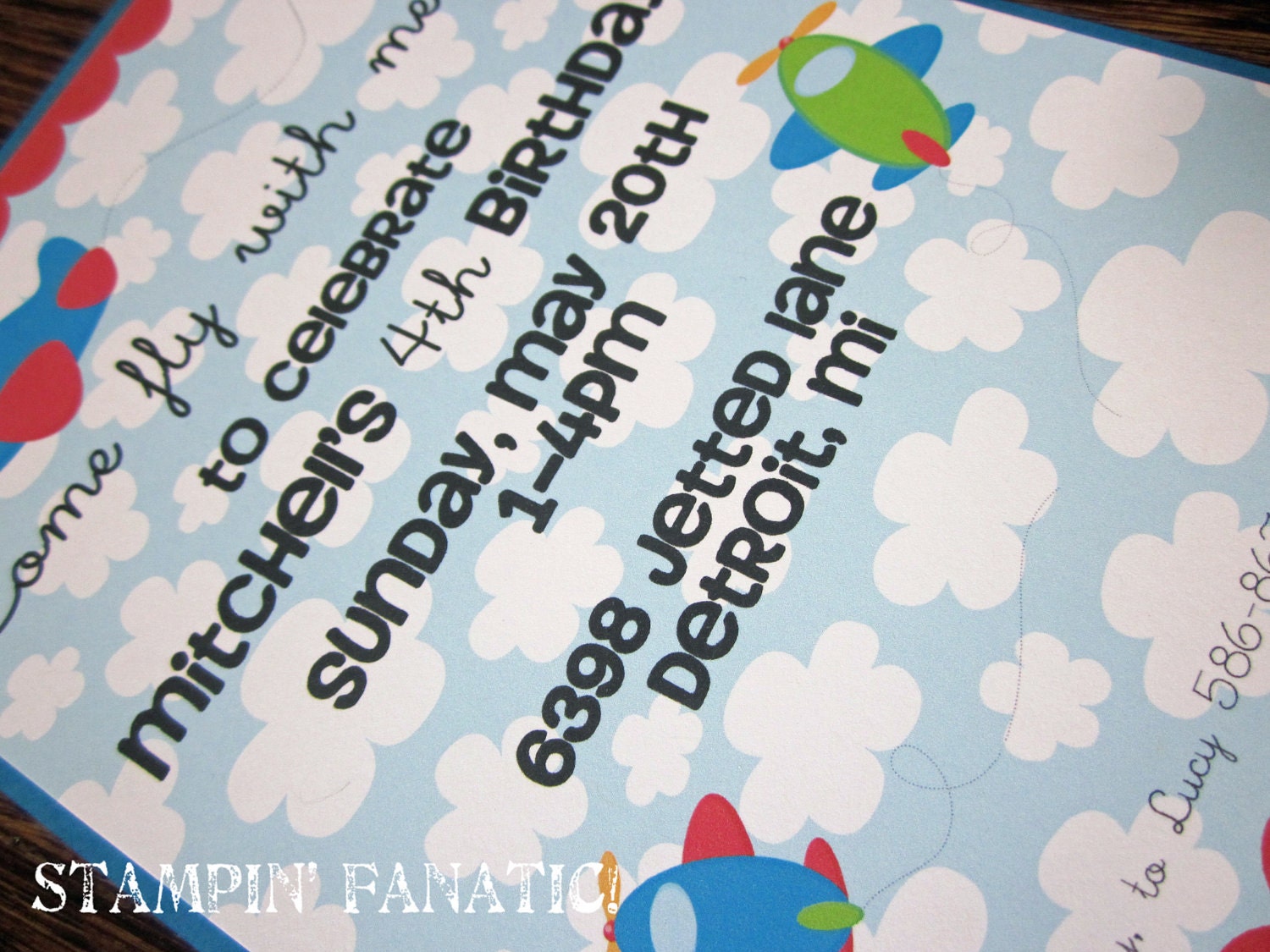 Toy Plane Collection: Set of 12 personalized Airplane birthday invites. 5x7" w/envelopes. Made to order, custom. Toy, Vinatge Airplanes. Il_570xn