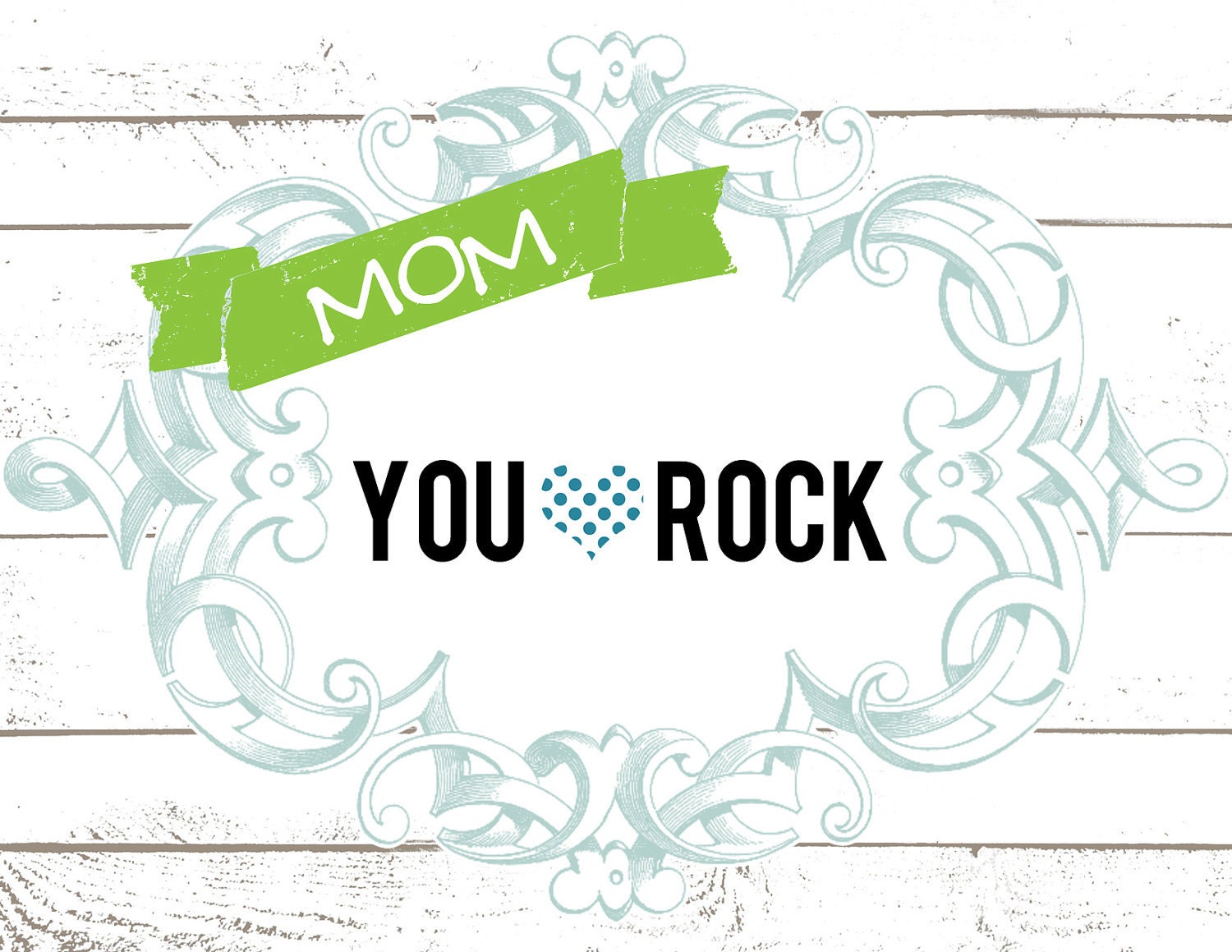 MOM ROCKS: 4.25 x 5.5 Greeting Card. Mothers Day Card. Happy Mothers Day. Mom Rocks Card. Il_570xn