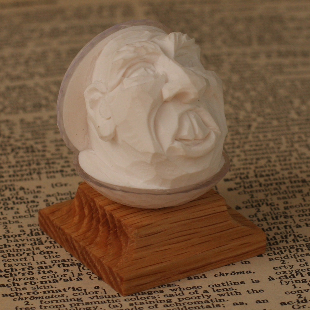 Weird White Hand Carved Caricature Golf Ball