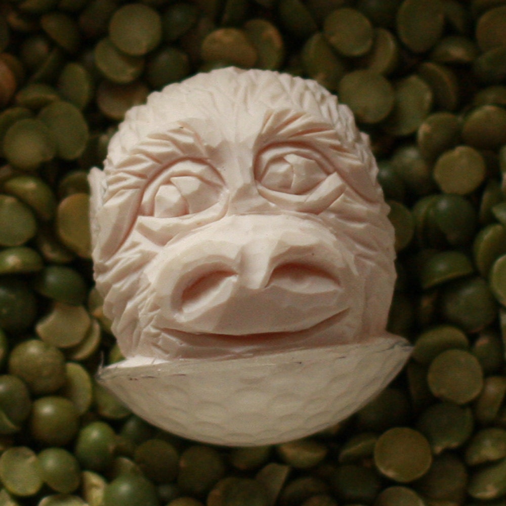 White Hand Carved Monkey Gorilla Golf Ball