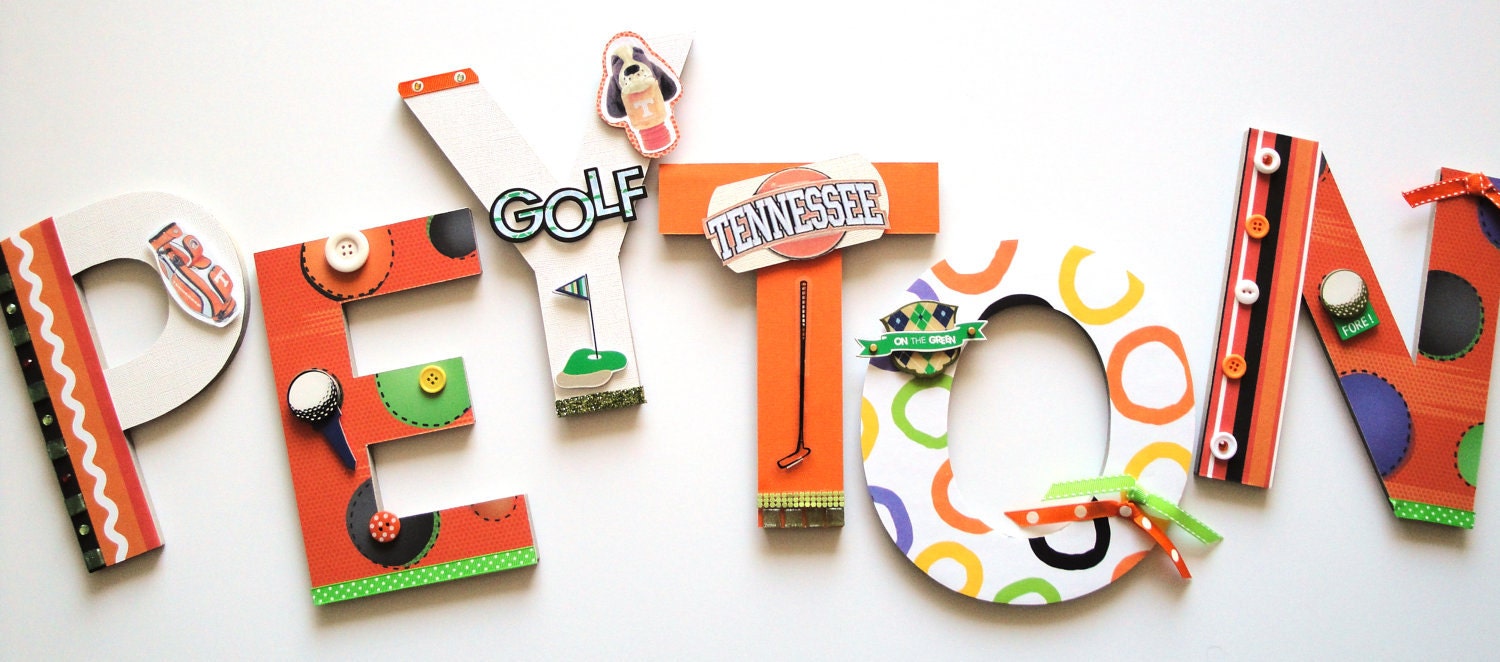 Golf Sport Custom Story Wall Letters ,Childrens Room decor,Teen Room Decor, Sports Teams, College Teams,Playroom Decor