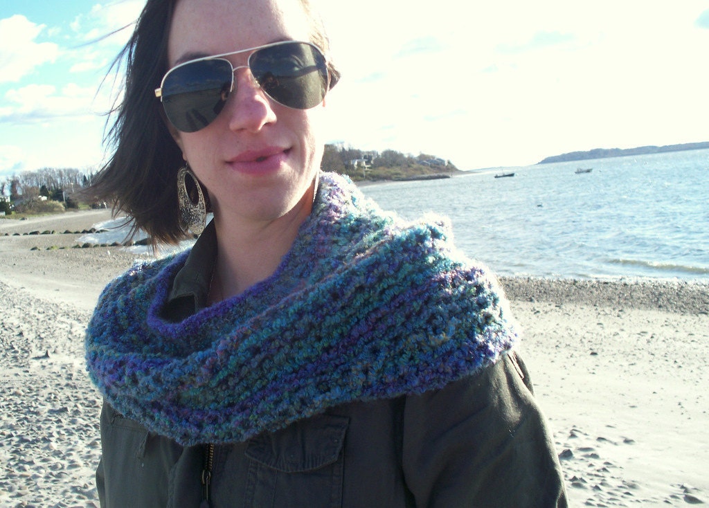 Cowl - "Blue Wave" Oversized Lightweight Cowl & Shrug 