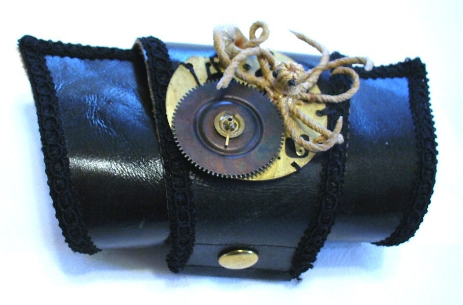Etsy-Steampunk  Cuff - Leather Cuff -Women's Wrist Cuff - Steampunk - Men's Cuff - OOAK Cuff - Octopus Cuff