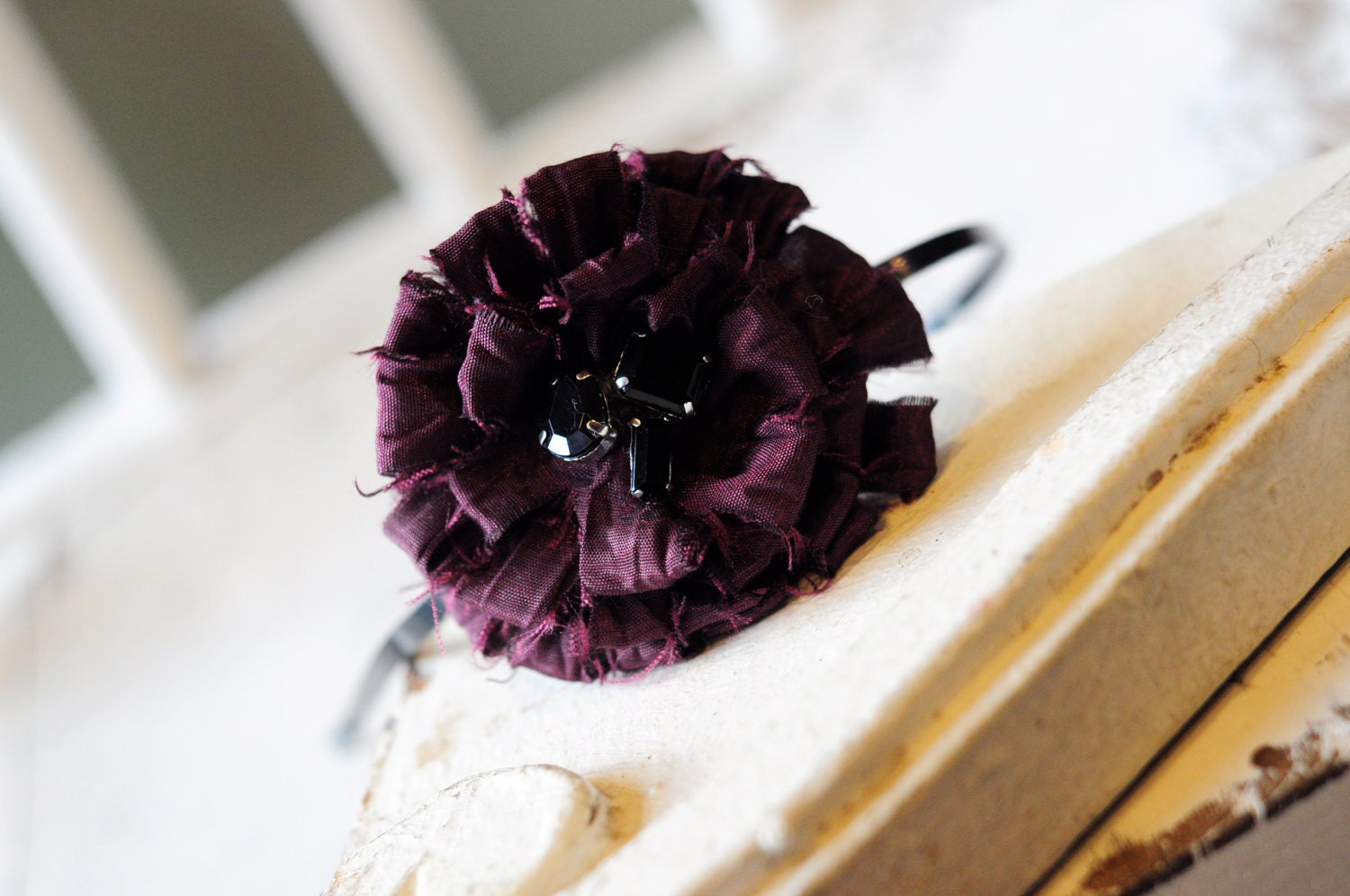 Boutique Mulberry Purple Fabric Flower Headband