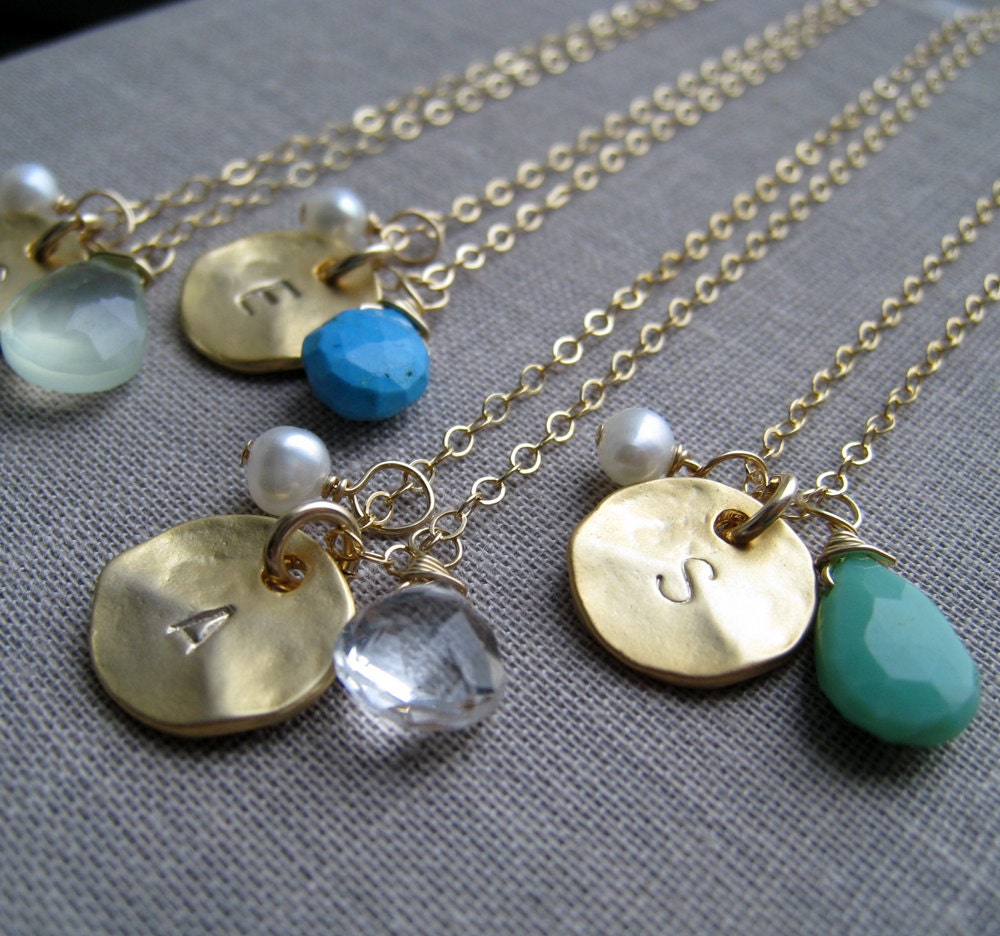Birthstone initial necklace, personalized necklace, bridesmaid gifts, birthday gift, custom initial necklace, wedding