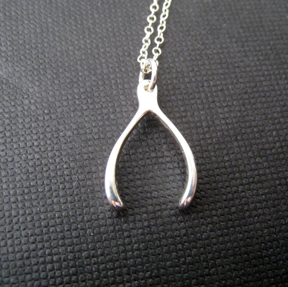 Wishbone necklace, sterling silver wishbone charm, lucky charm, good luck, simple everyday jewelry