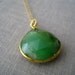 Chrysoprase bezel pendant necklace-gold bezel gemstone pendant, Moss green turquoise color,  18''long, limited edition