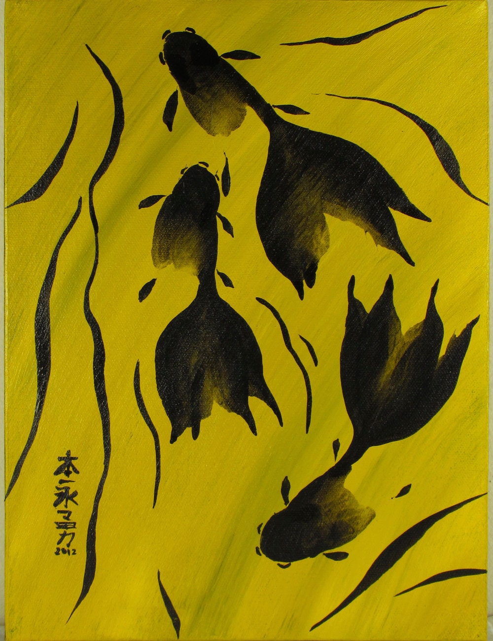 Goldfish in the Stream - Original 9"x12"