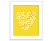 Love Heart - Wall Art Print - Nursery Decor - Yellow