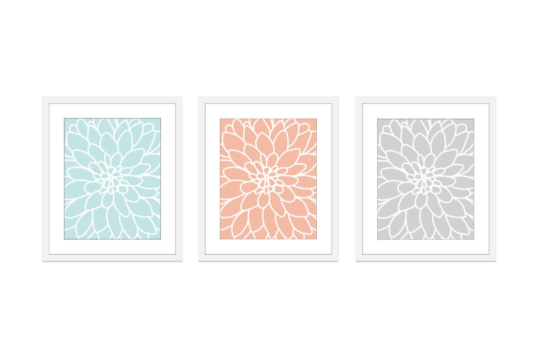 Dahlia Flower No.2  Digital Print Set - Art Print Wall -Original - Modern Home Decor - Pastel Colors- Cottage Chic
