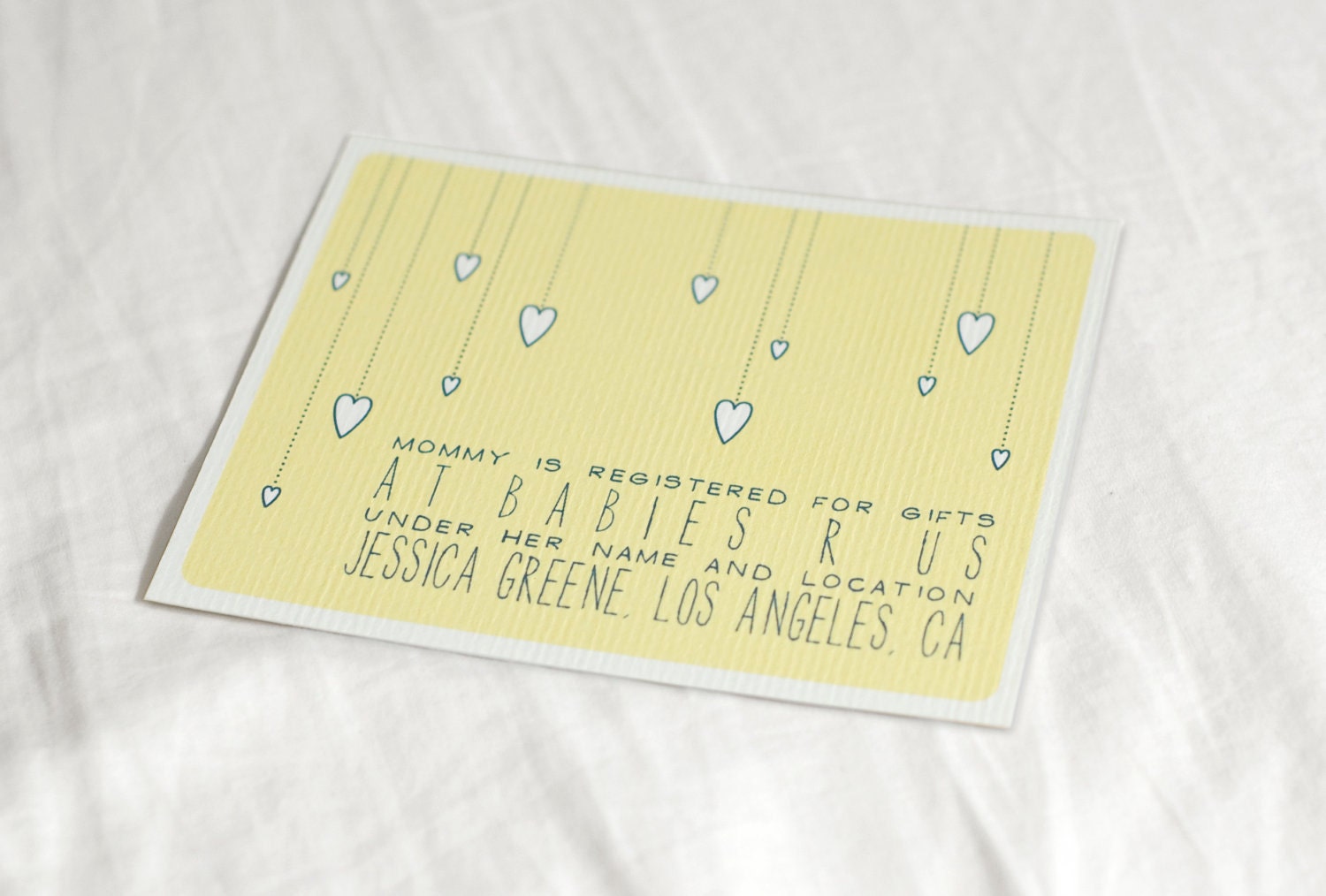 Umbrella hearts baby shower invitations with custom typography