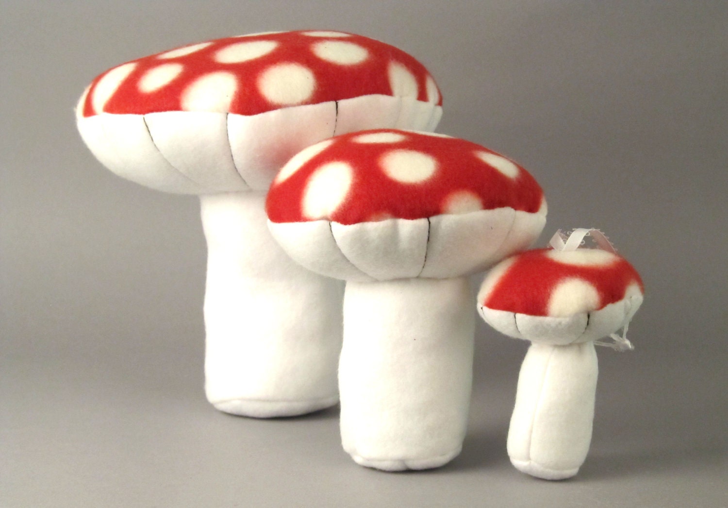Medium Self Standing sized Mushroom- red and white spots- plush