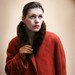 Brick Orange Wool coat Mink collar 1960ies