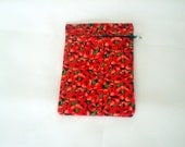 Poppy IPhone holder reuse red poppies scrap fabric handmade