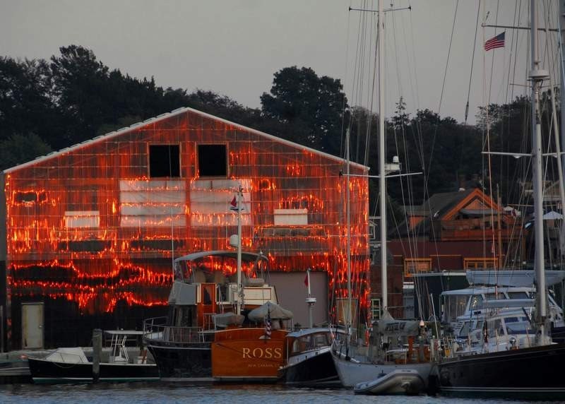 Sunset Photography, Sunset Reflection in Building, 4 x 6  Fine Art Photo, Marina Boats, Newport RI, Unique Sunset Photograph