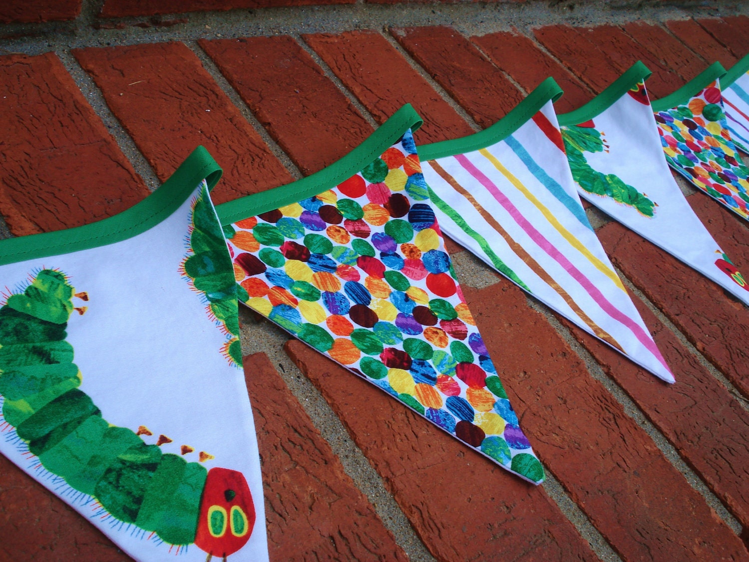 Fabric Bunting Banner - Made with Very Hungry Caterpillar Fabrics - TREASURY FEATURED