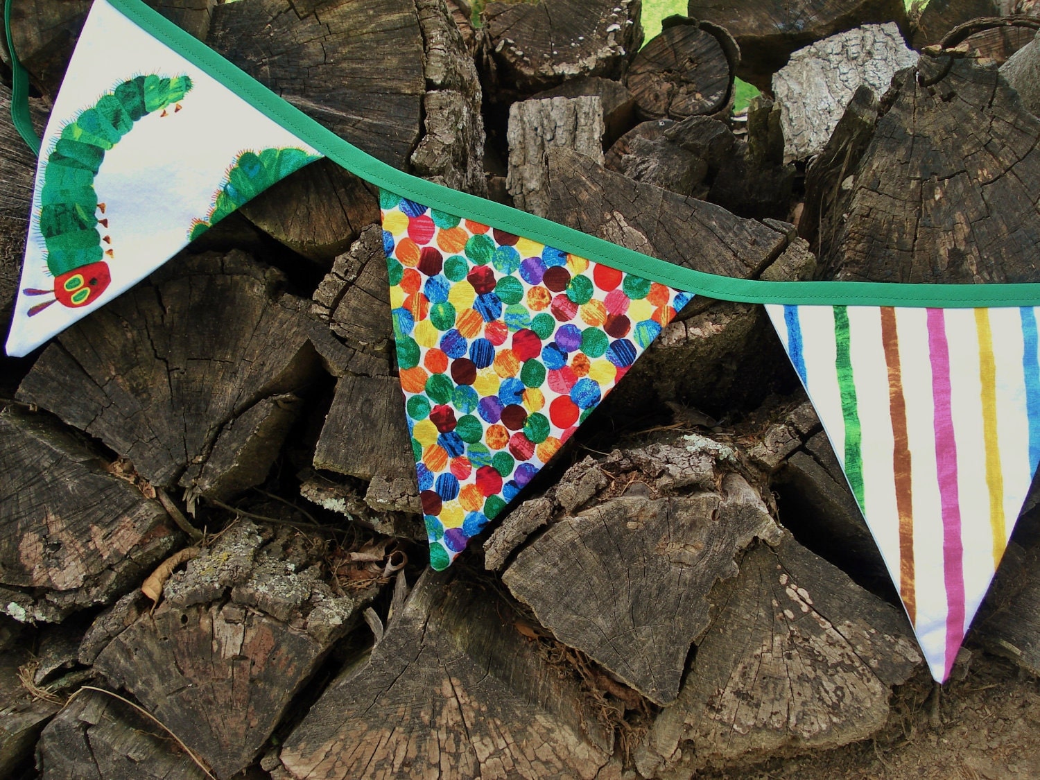 Fabric Bunting Banner - Made with Very Hungry Caterpillar Fabrics - TREASURY FEATURED