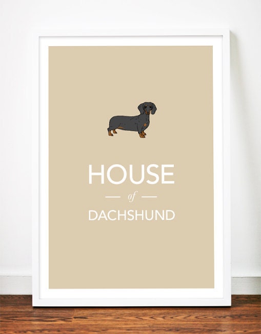 Dachshund print poster art illustration sausage dog typography
