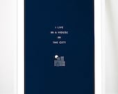 City print poster art illustration typography skyscrapers skyline cityscape