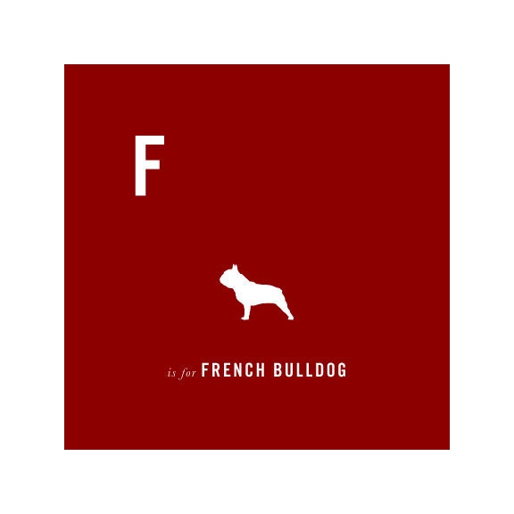 French Bulldog print poster art Frenchie illustration silhouette typography alphabet