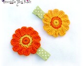 Crochet Flower Hair Clips.... Girls and baby hair clips - no slip grip available - ready to ship