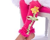 Hot Pink Legwamers - Girls Legwarmers - Flower Legwarmers