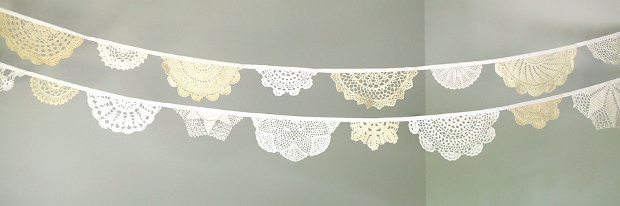 Doily Bunting - Set of Two - Wedding Decoration - Ready to Ship