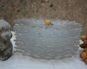 Set of 8 Vintage Fostoria Glass Salad Dessert Plates or Large Saucers American Pattern Serving Dishes