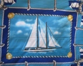 2 Layer Handmade Fleece Blanket - Come Sail Away with Me......with Nautical Emblems with Blue