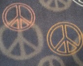 Peace Signs on Brown with Off-White 2 Layer Couch Throw - Ready to Ship Now