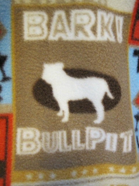 Dogs on Brown with Blue - 2 Layer Fleece Blanket