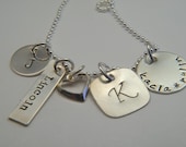 Hand Stamped Necklace - Family Treasures - MOTHER GRANDMOTHER SISTERS Necklace