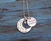 I Love YOU to the moon  Hand Stamped Necklace "TWO MOONS"  in Sterling Silve