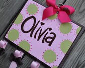 Bow Holder - WHIMSICAL DOTTIE Design - XLarge - Handpainted and Personalized Hair Bow Holder