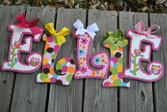 PARTY OWL Handpainted Letter (set) M2M Zutano Owls Bedding