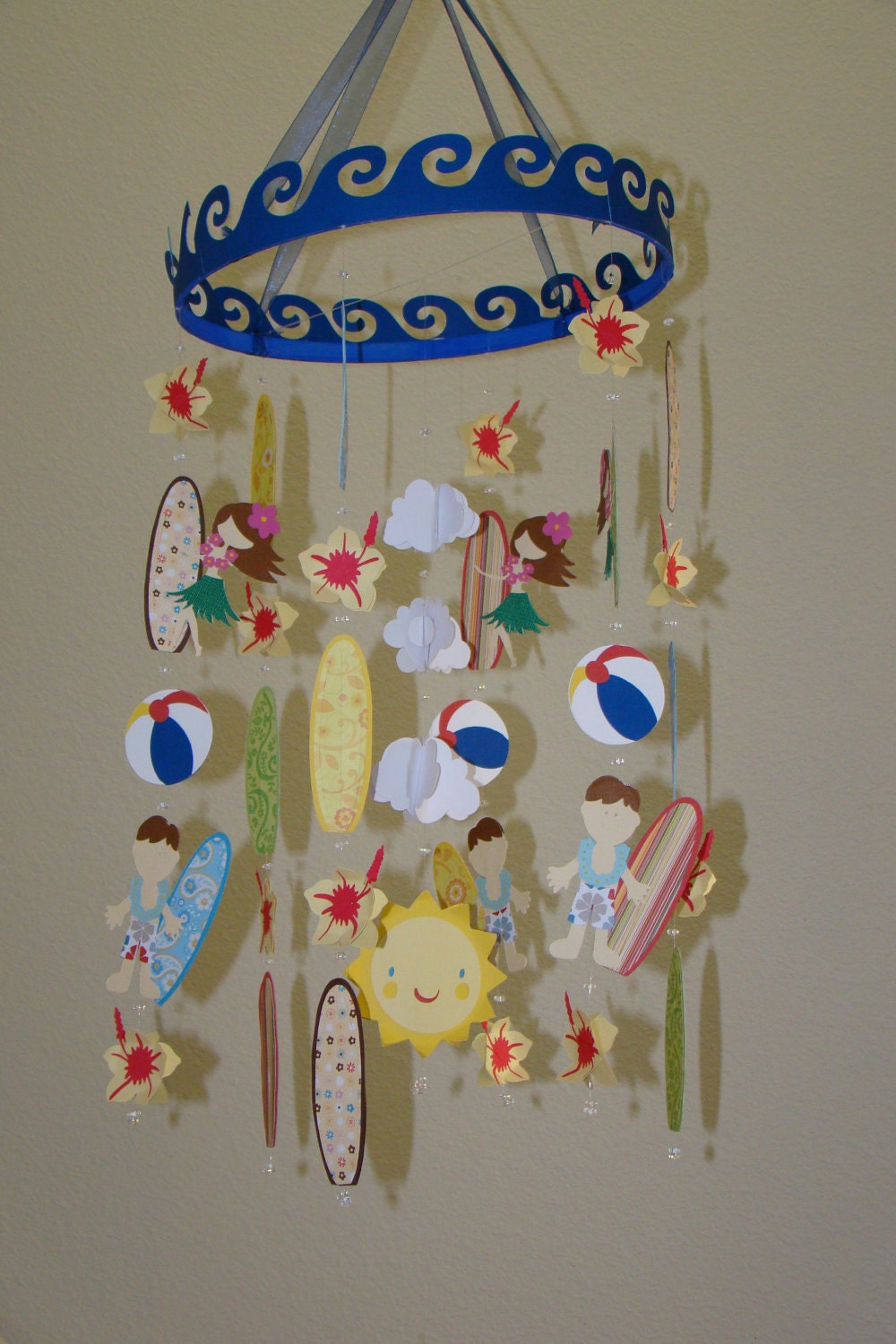Surfer Hawaiian Boy Girl Beach Ocean Sun Baby Mobile
